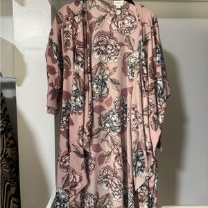 LuLaRoe Floral Cardigan in Pink and Brown